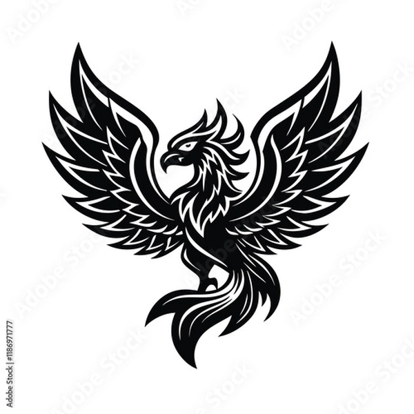 Fototapeta silhouette eagle tattoo design vector with white background