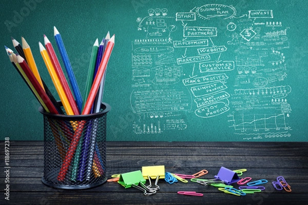 Obraz Business plan on green board