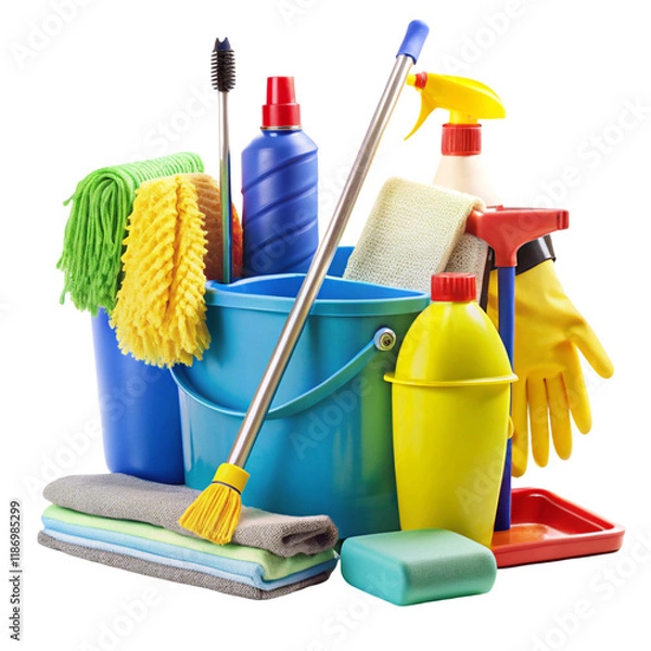 Obraz Cleaning equipment isolated on transparent background  
