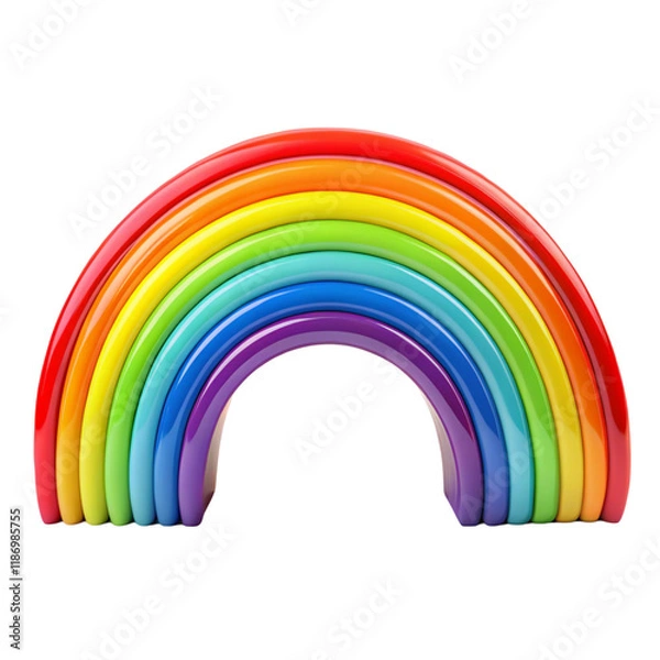 Fototapeta Abstract rainbow shape 3D rendering isolated on transparent background  
