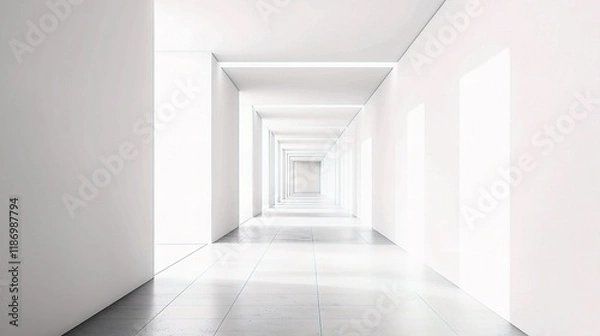 Fototapeta Modern Office Corridor with Empty Space and White Walls