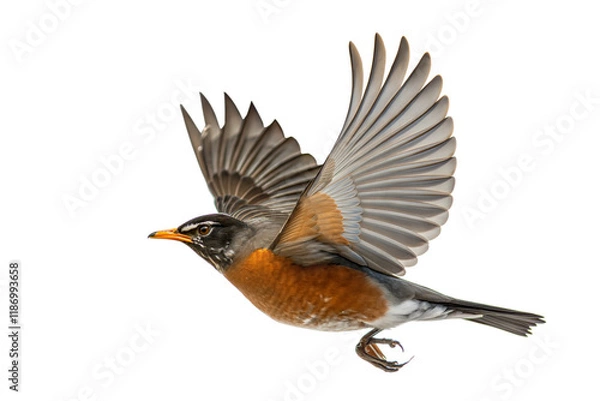 Fototapeta American Robin in Flight