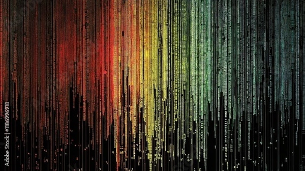 Fototapeta Dynamic Colorful Lines with Code and Data for Technology Background