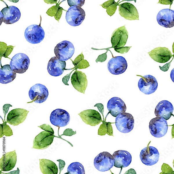 Obraz Seamless pattern with bilberry