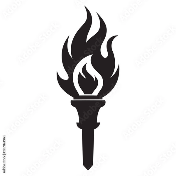 Fototapeta Burning flame torch icon vector illustration on a white background