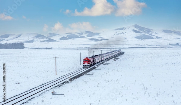 Fototapeta Eastern Express in Winter Kars Turkey