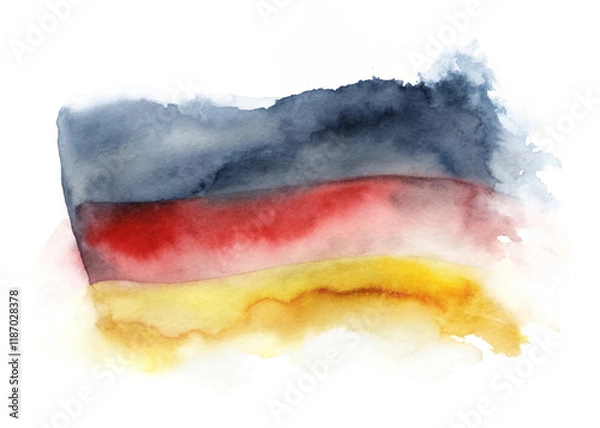 Fototapeta Watercolor flag design, German colors, abstract artistic style, vibrant hues, creative background element.