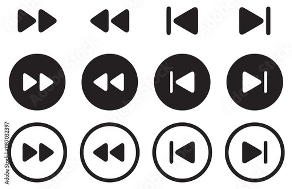 Fototapeta Start audio black circle and white color vector. Round play button. Play icon vector illustration EPS 10