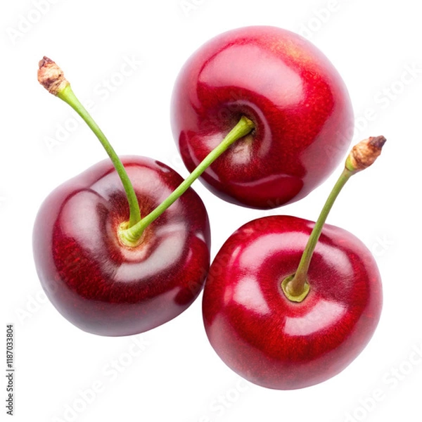 Obraz Top view of cherries isolated on transparent background  
