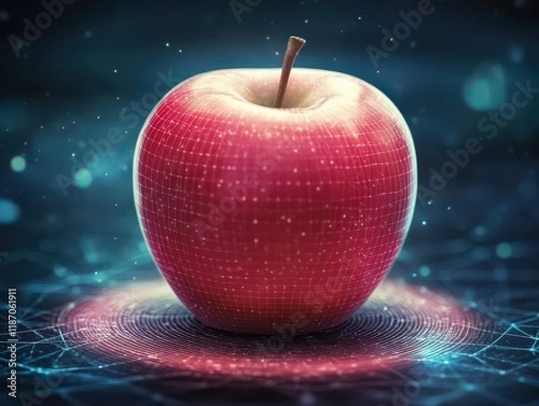Fototapeta Illustrate a conceptual digital artwork of a pristine apple surrounded by a subtle aura, symbolizing contamination prevention