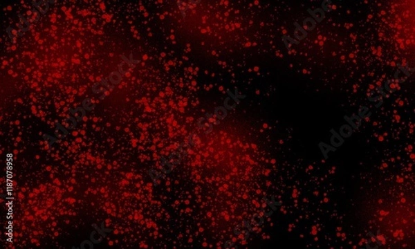 Fototapeta An abstract design of vibrant red splatter patterns scattered across a dark black background, creating a dramatic and bold visual effect.