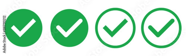 Fototapeta check box icon with correct, accept checkmark icons green tick box, check list circle frame - checkbox symbol sign. check mark box square frame. Green check mark icon in a box. Tick symbol in green 