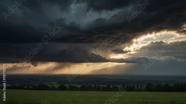 Fototapeta clouds over the field