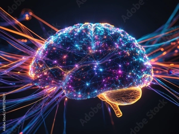 Fototapeta Exploring the intricate connections and vibrant neural networks of artificial intelligence in a visually striking digital representation