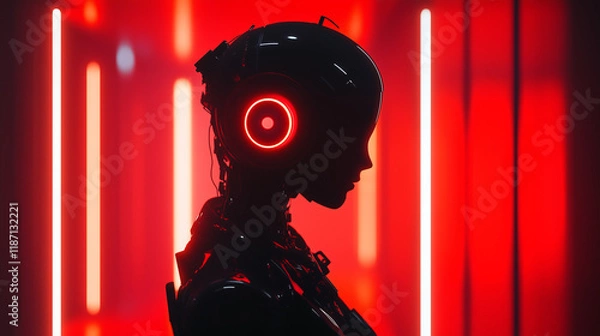 Obraz A futuristic digital silhouette of artificial intelligence technologie