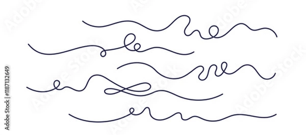 Fototapeta Long wavy thread Curls abstract scribble Art lines