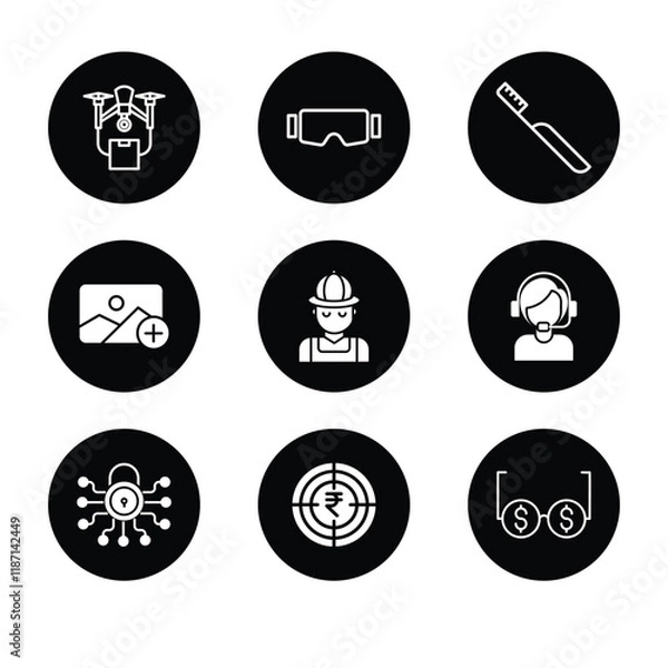 Fototapeta Set of icons in trendy line style. Business, ecommerce, finance, accounting. Big set Icons collection. Vector illustration.