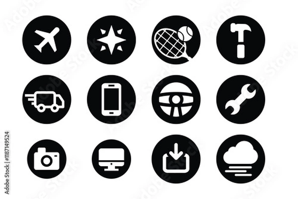 Fototapeta Set of icons in trendy line style. Business, ecommerce, finance, accounting. Big set Icons collection. Vector illustration.