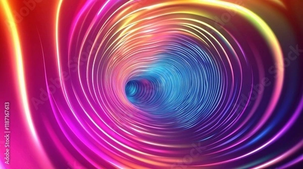 Fototapeta Futuristic Neon Hologram Pattern with Glowing Lines and Swirling Effect