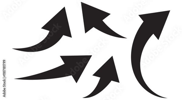 Fototapeta Black arrows icon vector set. Bold arrow symbol curved flat design isolated