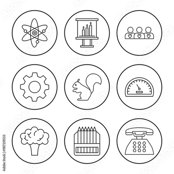 Fototapeta Set of icons in trendy line style. Business, ecommerce, finance, accounting. Big set Icons collection. Vector illustration.
