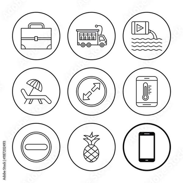 Fototapeta Set of icons in trendy line style. Business, ecommerce, finance, accounting. Big set Icons collection. Vector illustration.