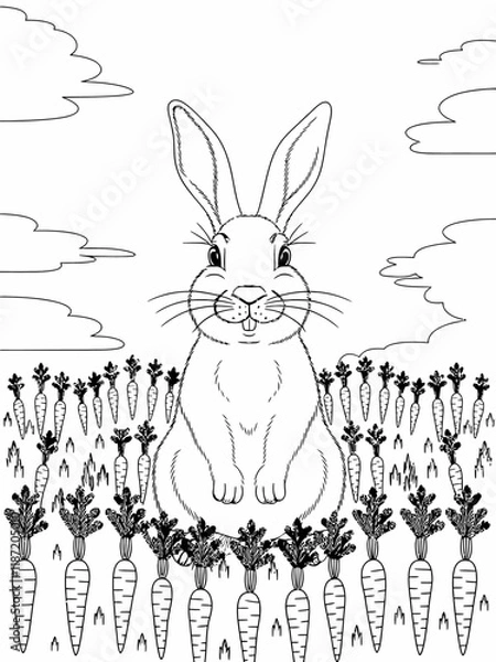 Obraz happy easter, easter bunny coloring page. printable. vol 1.