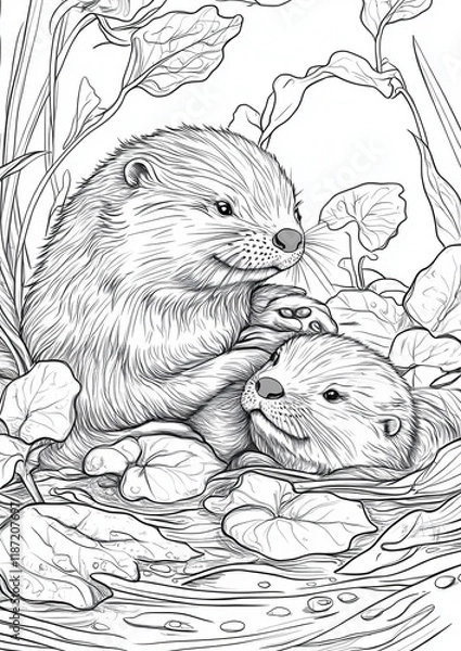 Obraz Sea Otters Coloring Pages