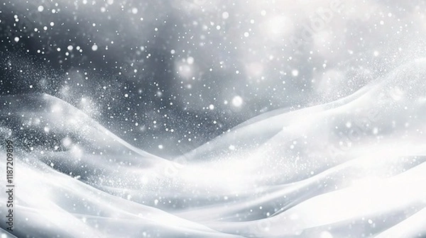 Fototapeta Flowing White Particles Over Textured Gray Background and Lines