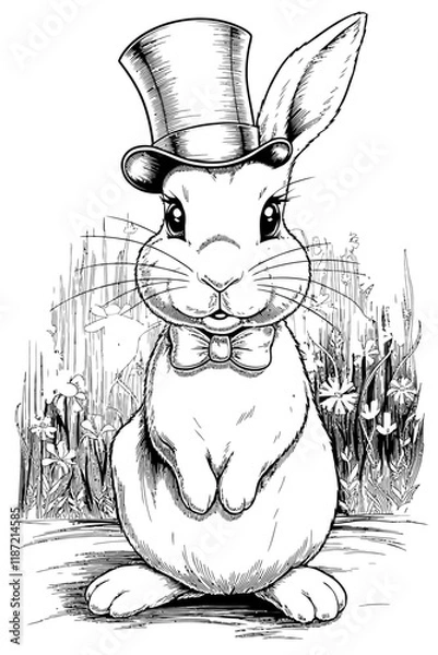 Obraz happy easter, easter bunny coloring page. printable. vol 1.