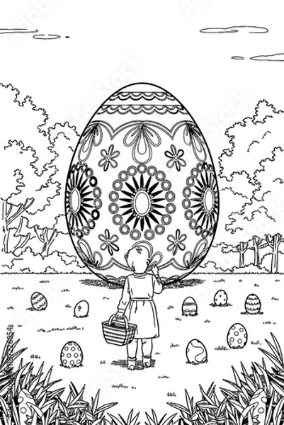 Obraz happy easter, easter bunny coloring page. printable. vol 1.