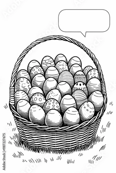 Fototapeta happy easter, easter bunny coloring page. printable. vol 1.