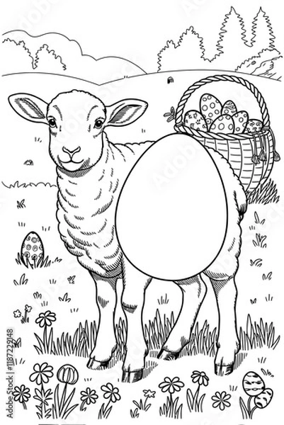 Obraz happy easter, easter bunny coloring page. printable. vol 1.