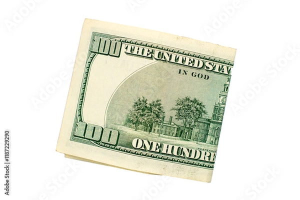 Obraz Folded One Hundred Dollar Bill on a transparent background 