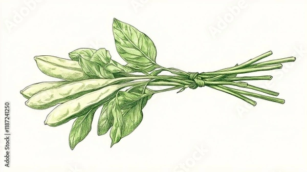 Fototapeta For culinary design projects and health-themed drawings showcasing organic veggies and plant-based nourishment, a freshly harvested fava bean is isolated on a translucent background. 