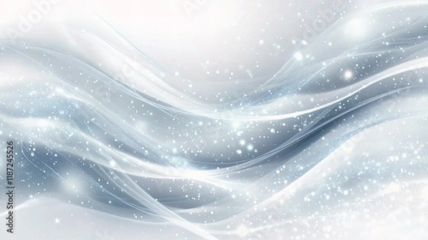 Fototapeta Abstract Flowing Gray and White Particles with Soft Light Effects