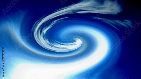 Obraz Abstract dark blue and white sky background with clouds in motion and vortex. Composition in topics of weather, cyclone, climate change, meteorology, wind, hurricane, atmosphere, wallpaper