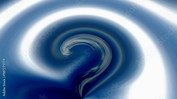Obraz Abstract dark blue and white sky background with clouds in motion and vortex in shape of question mark. Topics: symbol, communication, weather, cyclone, climate change, meteorology, wind, hurricane