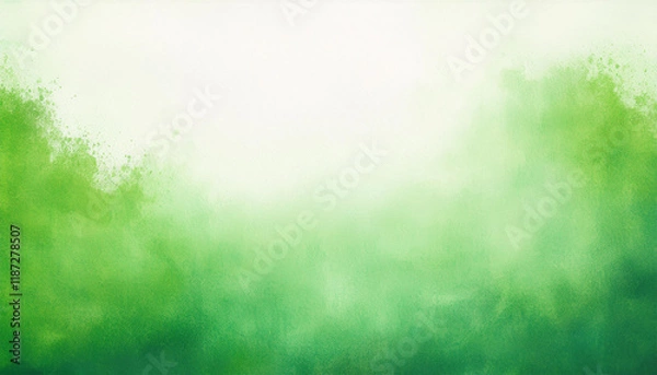Fototapeta white background texture with green watercolor grunge borders in old faded vintage design elegant pastel green stripes with white center