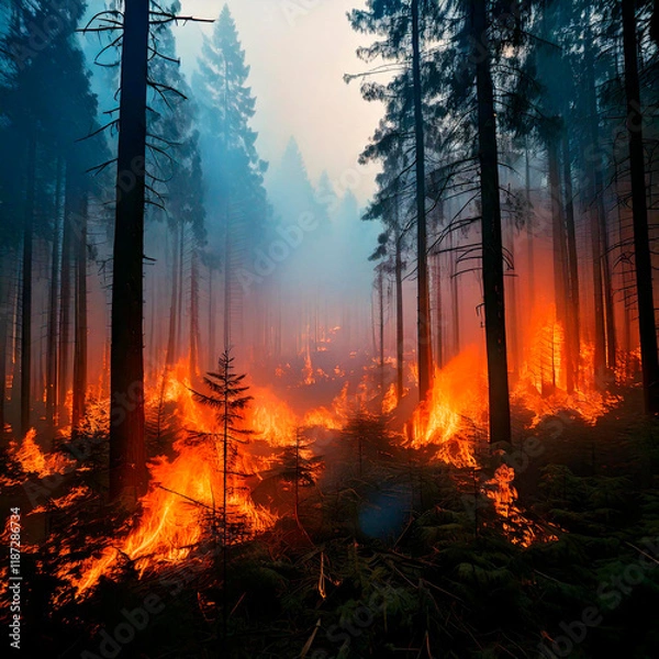 Obraz Incendio arrasando el bosque