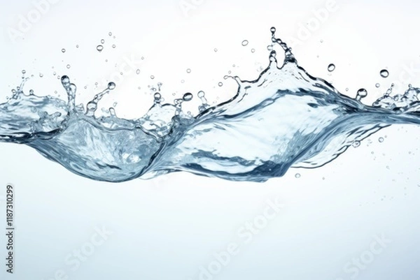 Obraz Clear water splashes create dynamic waves against a minimalist background during bright daylight