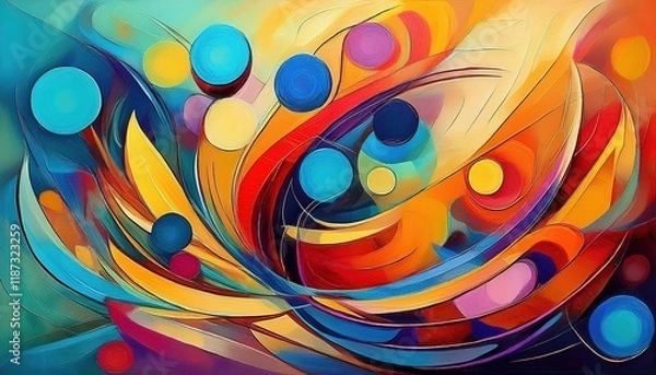 Fototapeta Vibrant and Expressive Abstract Figurative Artwork Featuring Intense Colorful Brushstrokes, Showcasing a Captivating Interplay of Shapes, Textures, and Colors.