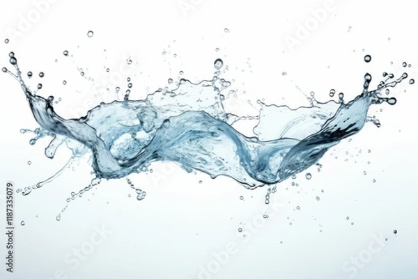 Fototapeta Splashes of clear water creating dynamic patterns in a bright setting