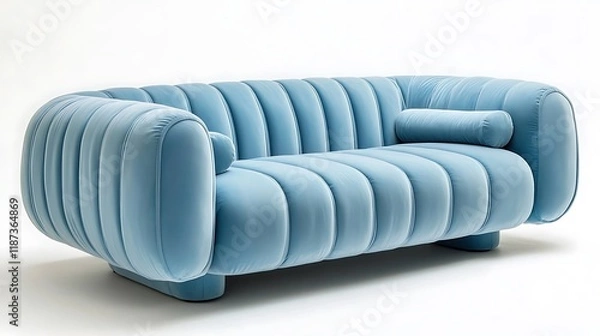Obraz Modern sofa in soft powder blue with a minimalist design and plush seating 