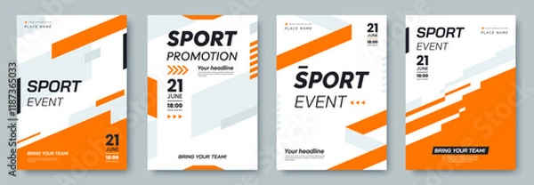 Fototapeta Sport Event poster template. Abstract geometric background with dynamic lines, shapes and place for text. Ideal for fitness, sport or eSports events invitation. Vector illustration.