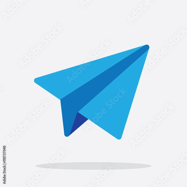 Obraz Plane Icon. Paper Blue Plane Icon in Vector