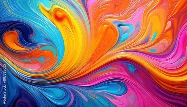 Fototapeta Vibrant and Eclectic Abstract Artwork Showcasing a Mesmerizing Blend of Orange, Blue, Pink, and Yellow Hues