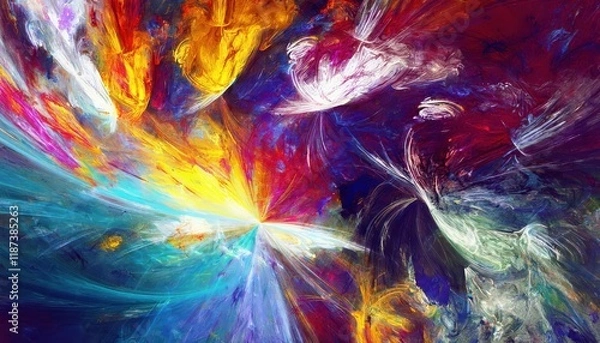 Fototapeta Vibrant Abstract Artwork Modern Patterns and Bright Colors Interact in an Artistic Explosion of Textures, Creating a Striking and Engaging Canvas