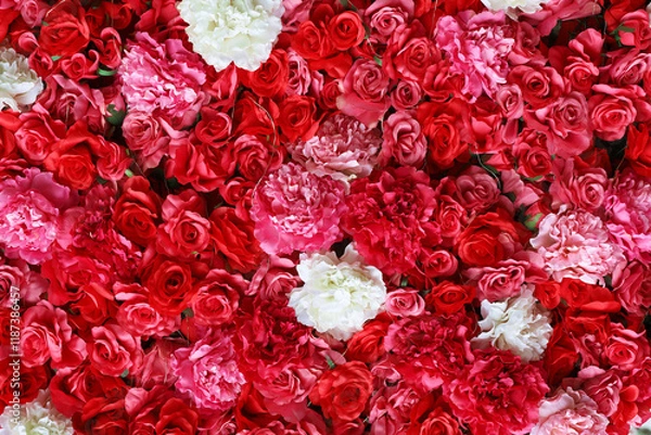 Obraz A close-up background material photo of a rose flower arrangement decorating a wall