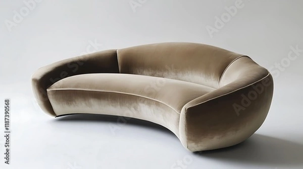 Obraz Modern sofa with sleek lines, minimalist design, and soft velvet upholstery 